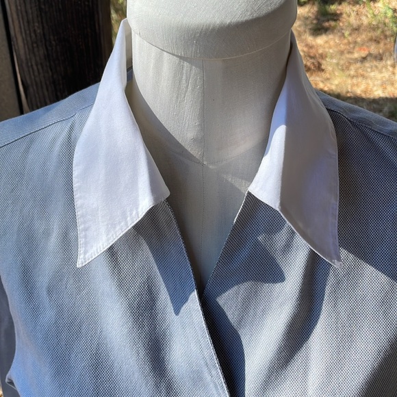 Anne Fontaine Paris true wrap dress shirt, gray with white collar & cuffs Size 3 - Picture 4 of 15